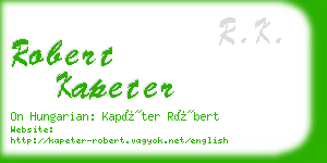 robert kapeter business card